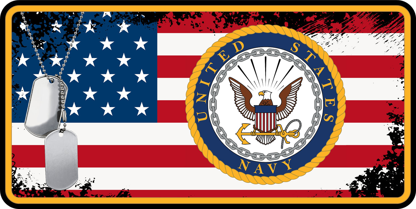 USA Flag Navy Sublimation License Plate .045" (1.12mm) Aluminum