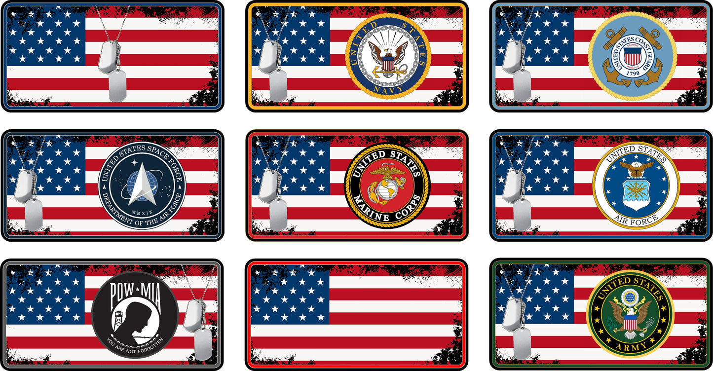 USA Flag Navy Sublimation License Plate .045" (1.12mm) Aluminum