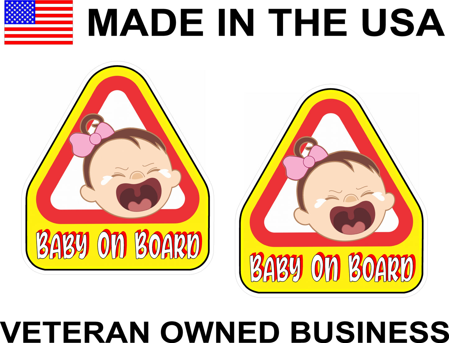 (2) Baby on Board High Gloss & Laminated Bumper Stickers 4.12" x 4.58"