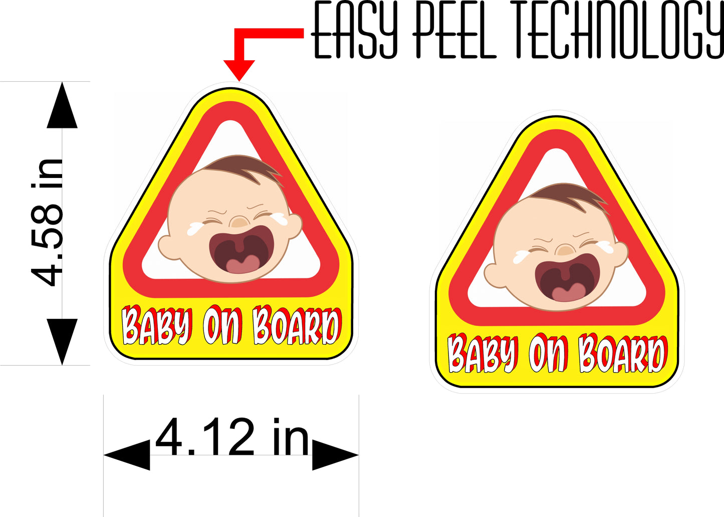 (2) Baby on Board High Gloss & Laminated Bumper Stickers 4.12" x 4.58"