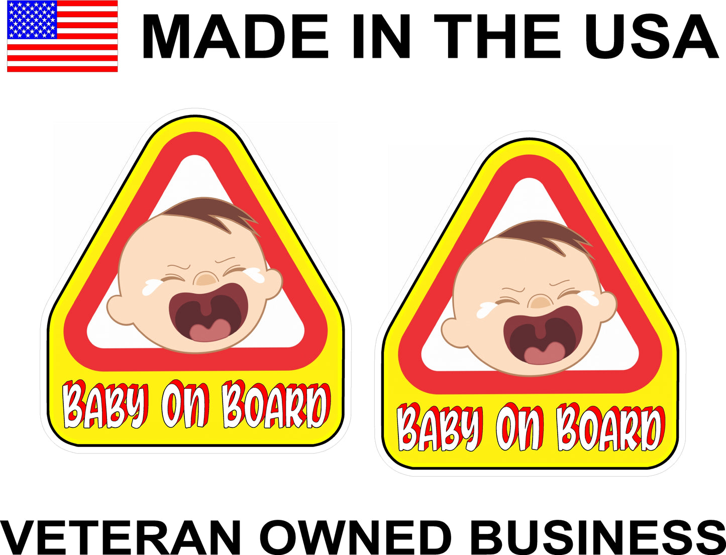 (2) Baby on Board High Gloss & Laminated Bumper Stickers 4.12" x 4.58"