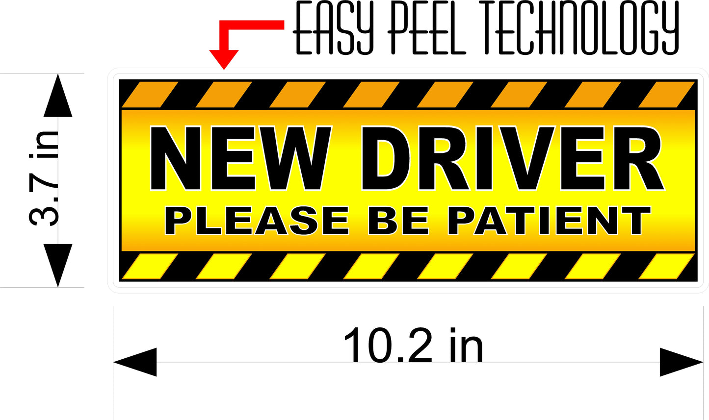 2 New Driver Please Be Patient High Gloss & Laminated Bumper Stickers 10.2 x 3.7