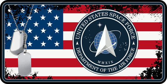 USA Flag Space Force Sublimation License Plate .045" (1.12mm) Aluminum