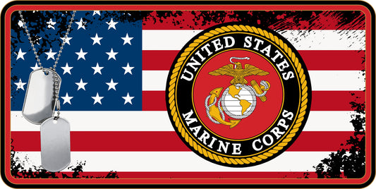 USA Flag Marines Sublimation License Plate .045" (1.12mm) Aluminum