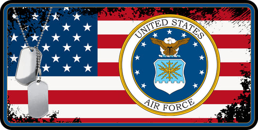 USA Flag Air Force Sublimation License Plate .045" (1.12mm) Aluminum