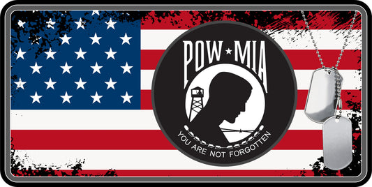 USA Flag POW Sublimation License Plate .045" (1.12mm) Aluminum