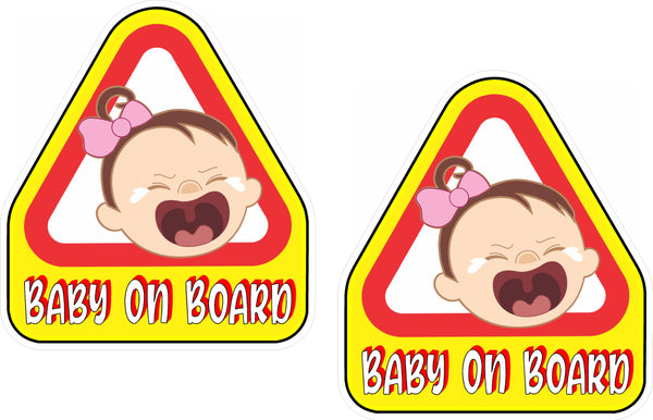 (2) Baby on Board High Gloss & Laminated Bumper Stickers 4.12" x 4.58"