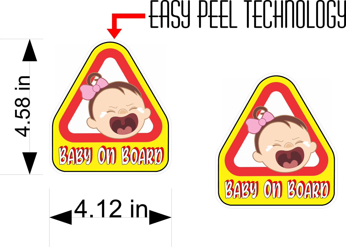 (2) Baby on Board High Gloss & Laminated Bumper Stickers 4.12" x 4.58"